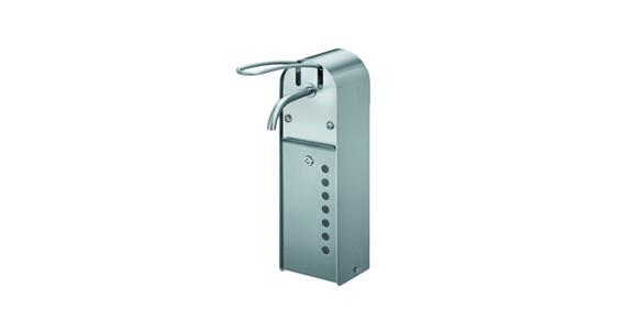 Stainless steel soap dispenser with 1 litre bottle lockable