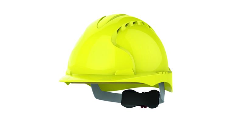 Industrial hard hat EVO®3 vented 30 mm Euro slot mount yellow