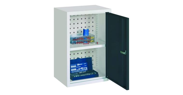 Hängeschrank Rückwand gelocht Vollblechtür B 400mm RAL 7035/7016 antrazitgrau