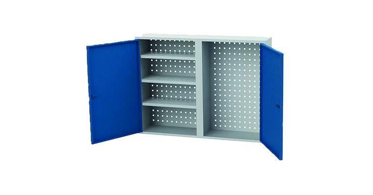 Hanging cabinet HxWxD 750x1000x200mm 2 doors 3 shelves hous./doors RAL7035/5010