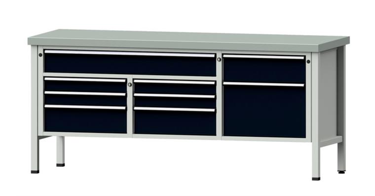 1082075675 Cabinet workbench model 282 V plate w/ sh. st. coat. height 900 mm RAL 7035/7016