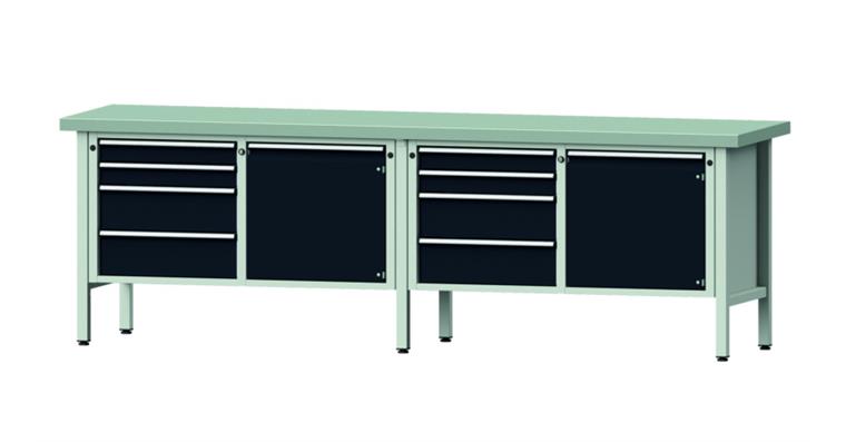 1082076625 Cabinet workbench model 131 V plate w/ sh. st. coat. height 900 mm RAL 7035/7016