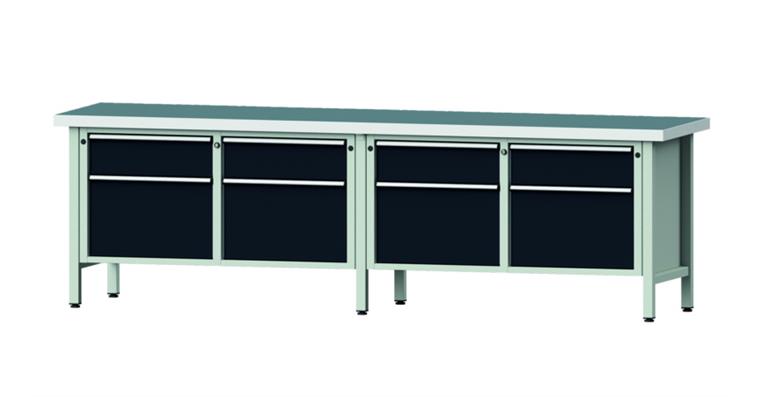 Kastenwerkbank 205 V Universal-Platte Höhe 850 mm Breite 2800 mm RAL 7035/7016