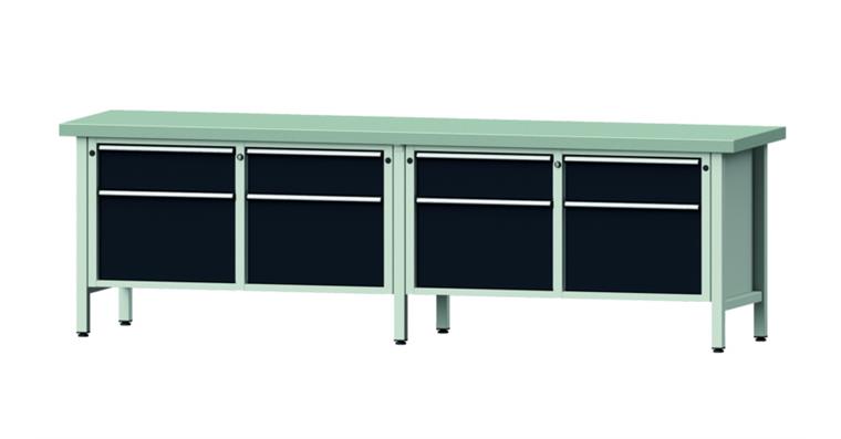 1082076642 Cabinet workbench model 205 V plate w/ sh. st. coat. height 850 mm RAL 7035/7016