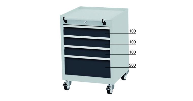 Mobile drawer cabinet 4 drawers RAL 7016 anthracite grey 750x530x500 mm