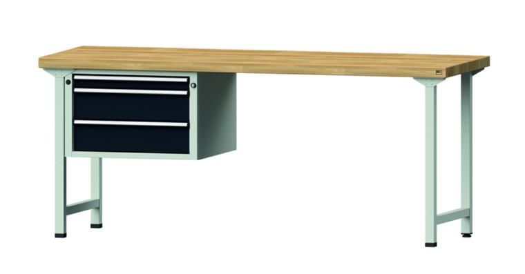 Combination workbench 2000x700x850mm model 622V beech solid plate RAL7035/7016