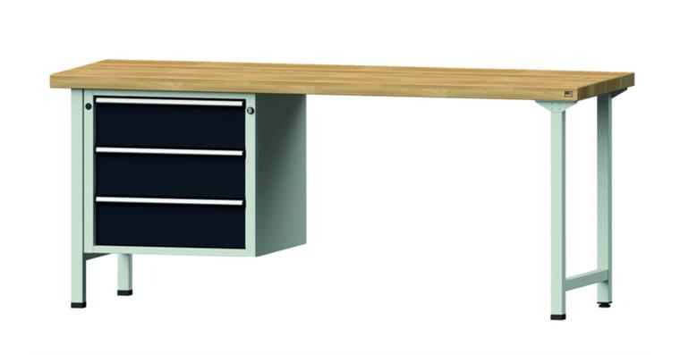 Kombiwerkbank 2000x700x850mm Modell 726V Buche-Massiv-Platte RAL7035/7016