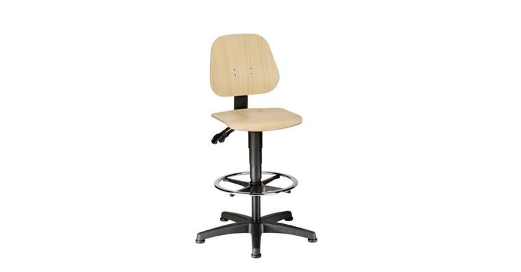 Work swivel chair Unitec w/ glide runners+foot ring, seat height 580-850mm beech