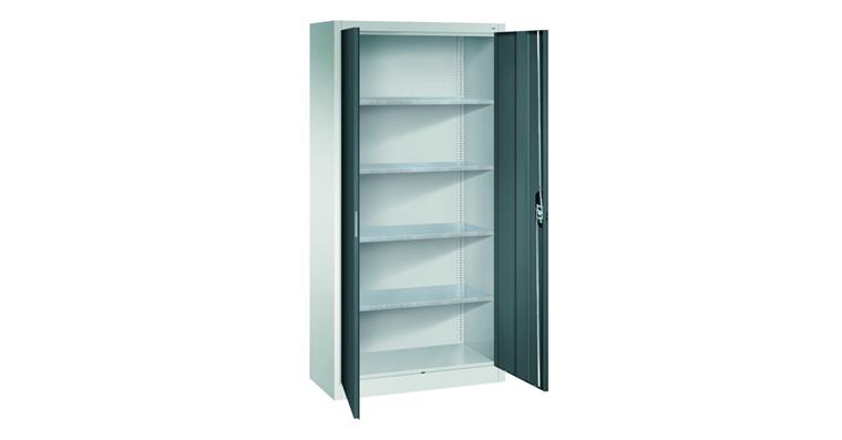 Flügeltür-Werkzeugschrank HxBxT 1950x1200x500 mm 4 Einlege Böden RAL 7035/7016