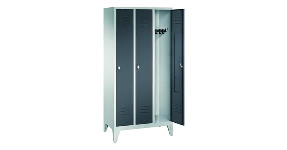 Wardrobe cabinet with feet 3 compart. 300mm RAL7035/7016 HxWxD:1850x900x500mm