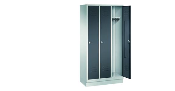 Wardrobe cabinet with base 3 compart. 400mm RAL7035/7016 HxWxD:1800x1200x500mm