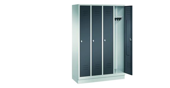 Wardrobe cabinet with base 4 compart. 300mm RAL7035/7016 HxWxD:1800x1190x500mm