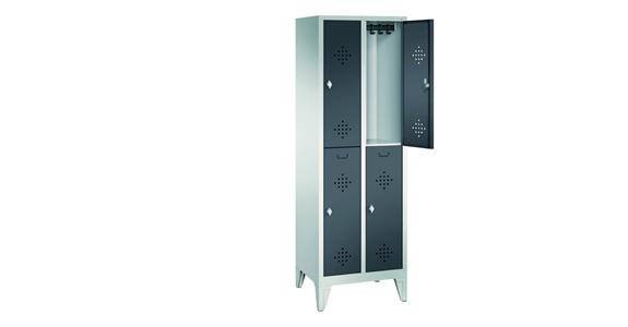Double-level wardrobe cabinet 2 compartments w/ feet RAL7035/7016 1850x610x500mm