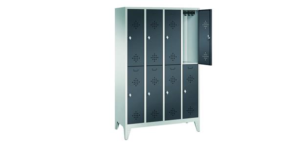 Double-level wardrobe cabinet 4 compartments w/ feet 7035/7016 1850x1190x500mm