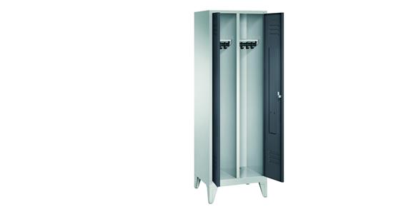 Wardrobe cabinet with feet 1850x810x500 mm 2 compartments RAL 7035/7016