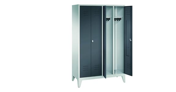 Wardrobe cabinet with feet 1850x1190x500 mm 4 compartments RAL 7035/7016