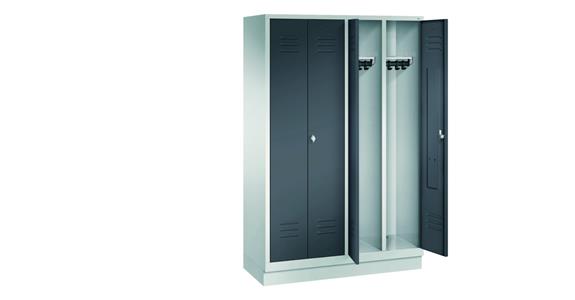 Wardrobe cabinet with base 1850x1190x500 mm 4 compartments RAL 7035/7016