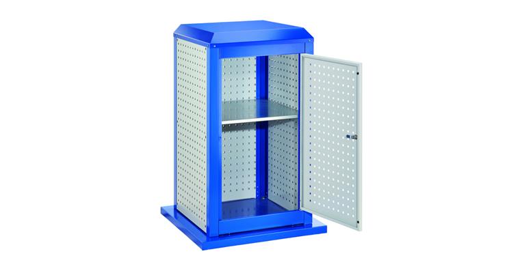 ®RasterPlan Tooltower stationär 1100x700x700mm 7035/5010 mit Tür + 1x Fachboden