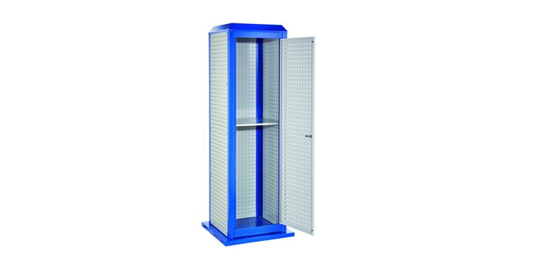 ®RasterPlan Tooltower stationär 2015x700x700mm 7035/5010 mit Tür + 1x Fachboden