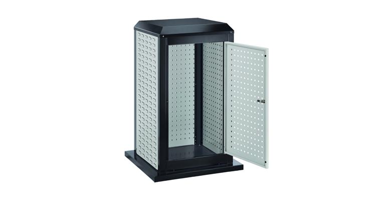 ®RasterPlan Tooltower stationär 1100x700x700mm 7035/7016 1xTür 1xLoch 2xSchlitz