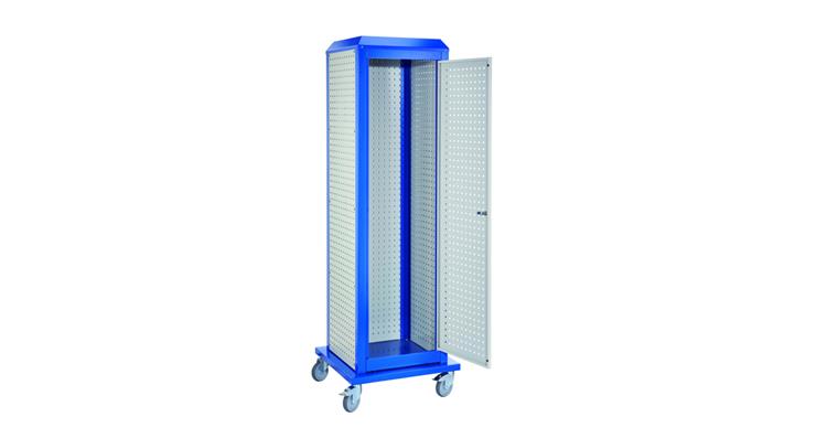 ®RasterPlan Tooltower mobil 2175 x 700 x 700 mm 7035/5010 mit Tür + 3xLochplatte