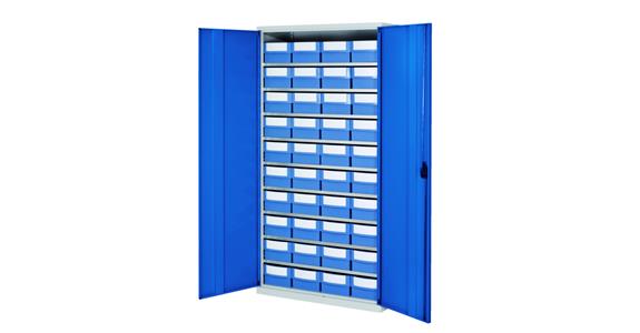 Storage cabinet H1950xW1000xD500 mm including 40 boxes RAL 7035/5010