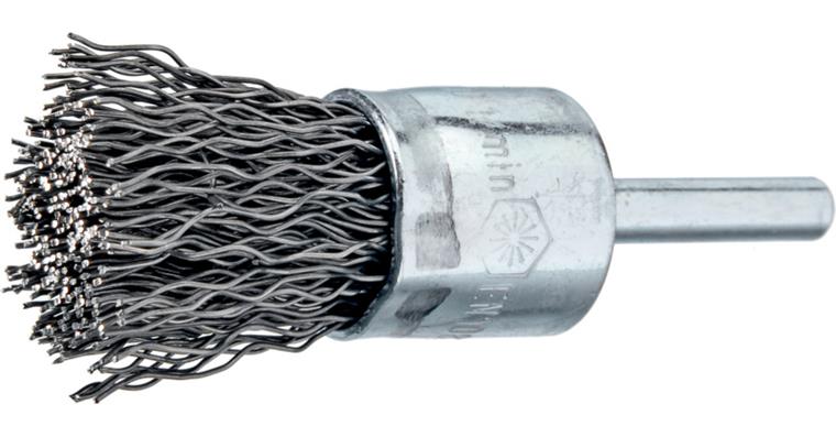 ATORN wire end brush, 10 x 100 mm, shank 6 mm, crimped steel wire, 0.3 mm