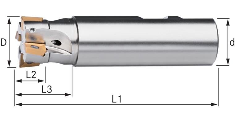 ATORN end mill, indexable insert IC T=2 15.7 x 85 mm shaft DIN=16 mm