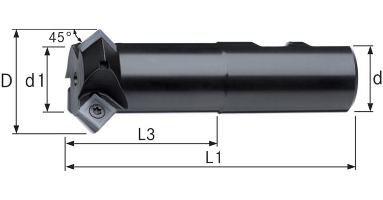 1005501039 ATORN Wendeschneidplatten-Doppelfasenfräser 20,0 mm Schaft DIN 1835B 45 Grad