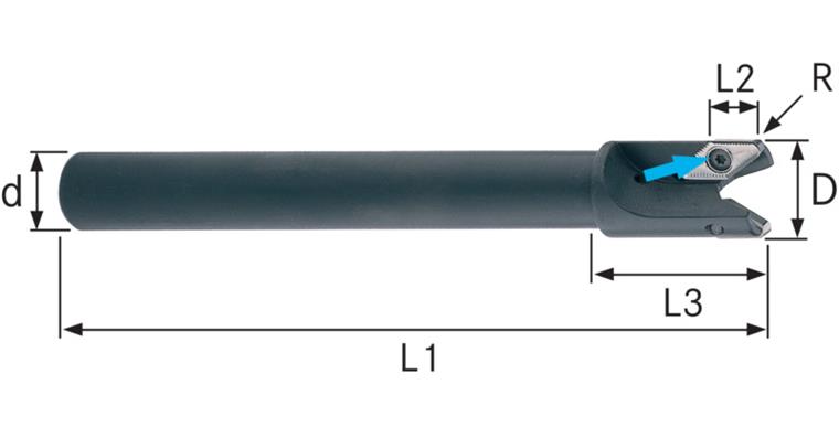 ATORN end mill for VCGT220530 32.0 mm, shank D=25.0 mm, T=2