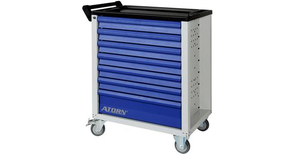 ATORN tool trolley, RAL 7035/5010, 6 fully-extending drawers