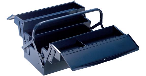 ATORN Blech-Werkzeugkasten 3-teilig 430x200x150 mm Hammerschlag blau lackiert