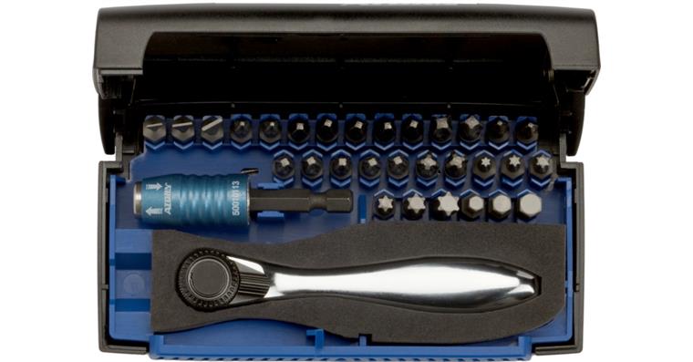 ATORN 1/4 inch Bitbox Collector, 32 pieces with bit holder and ratchet