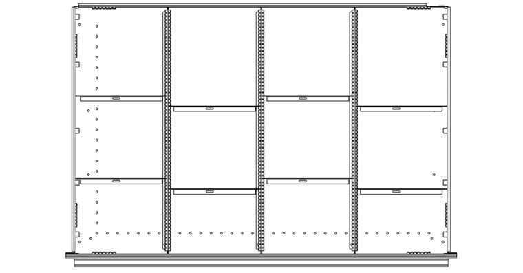 Schubladeneinteilungsset 12 Fächer Höhe 60 mm Breite 1022 mm Serie DBG