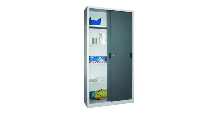 Slid door cab, solid sheet metal doors H 1950 x W 1000 x D 400 mm RAL 7035/7016