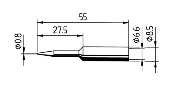 Repl. soldering tip, SD LF pencil-sh. tip, ext. dia.0.8mm f. sold. st. 70052