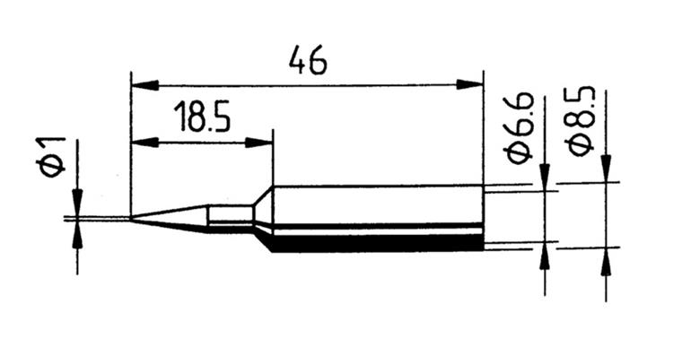 Replacement soldering tip, BD LF pencil-sh. tip, dia. 1.0mm f. sold. st. 70052