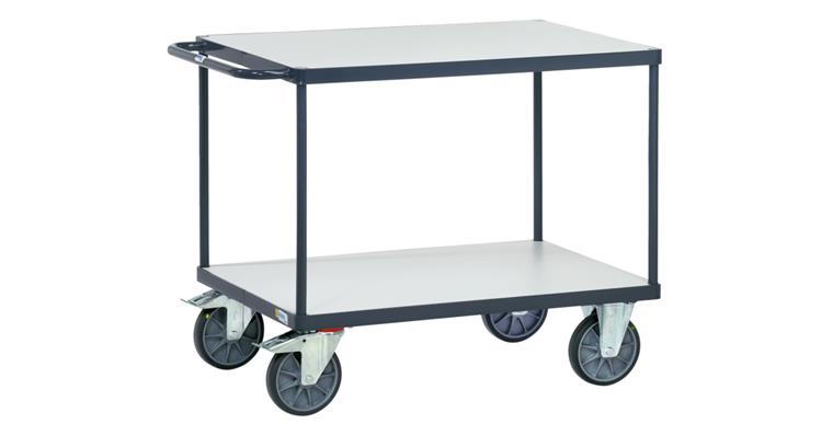 ESD-Tischwagen Ladeflächengröße 1000 x 600 mm Tragfähigkeit 600 kg 2 Böden