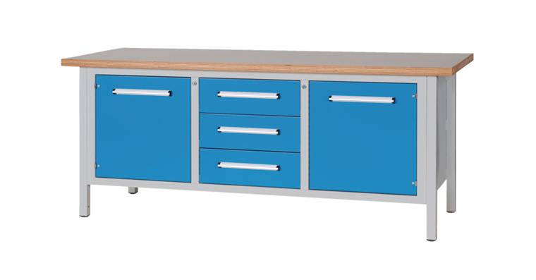 1082000171 Cabinet workbench W2000XD750XH840mm 3 drawers 2 doors RAL7035/5012