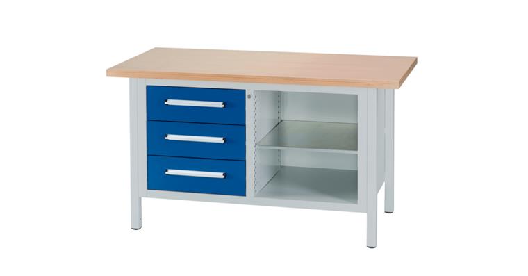 1082000241 Cabinet workbench W1500XD750XH840mm 3 drawers RAL7035/5010