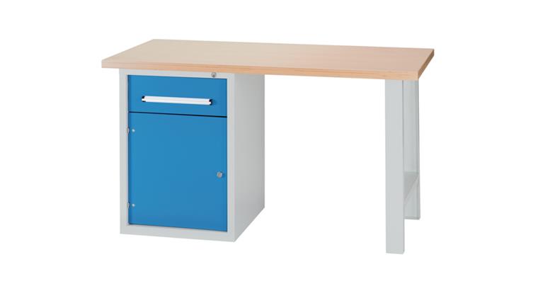 Combination workbench series DB W2000xD750xH840mm RAL7035/5012 1xdoor 1xdrawer