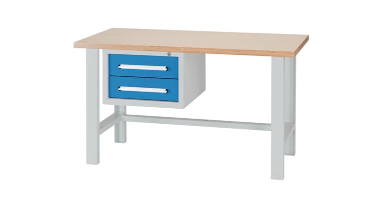 Combination workbench series DB W1500xD750xH840mm RAL7035/5012 2xdrawer