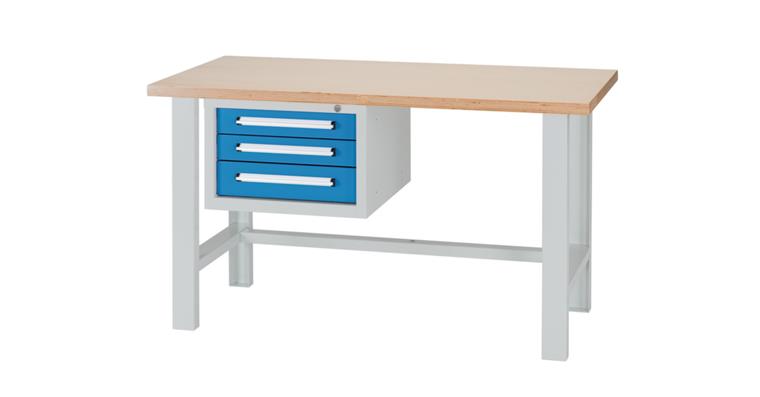 Combination workbench series DB W2000xD750xH840mm RAL7035/5012 3xdrawer