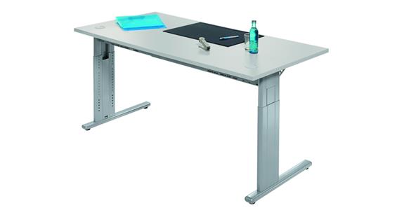 Schreibtisch COMFORT H640-820 x B1800 x T800 mm DEKOR lichtgrau