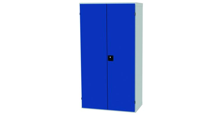 CNC hinged door cab. (empty) 1838x980x500mm RAL7035/5010 w/ sol. sh. met. doors