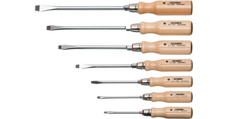 ATORN slotted screwdriver set, 7 pieces, with wooden handle