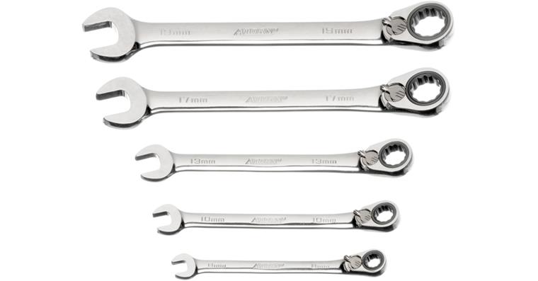1050390100 ATORN Knarren-Ringmaulschlüssel-Satz 5-teilig 8,10,13,17,19 mm, Umschalthebel