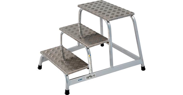 ATORN machine step, aluminium 3 steps 0.6 m platform height