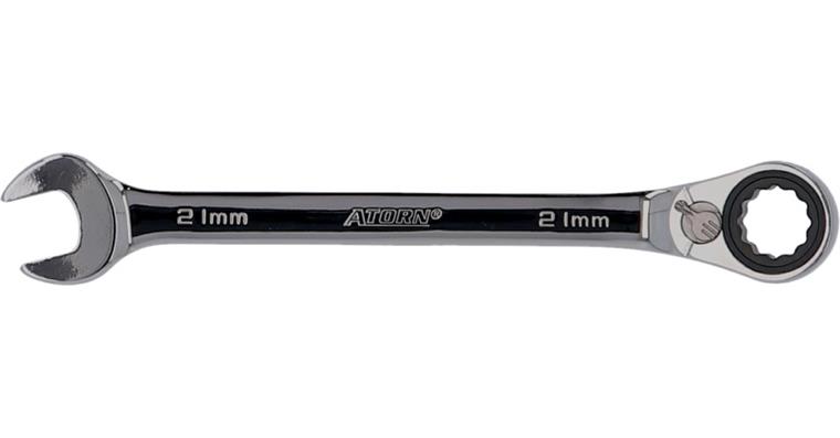 ATORN ratchet combination wrench, 21 mm, angled 15°, reversing lever