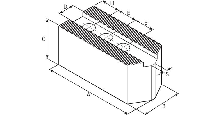 ATORN inter jaw grip soft sharp stl 170x50x50 mm M16 1.5 mmx60° E 35 mm